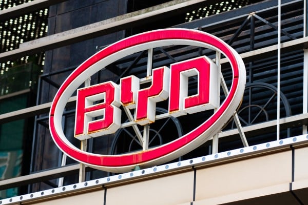 BYD logo seen in Shenzhen. Photo: Getty BYD logo seen in Shenzhen. Photo: Getty