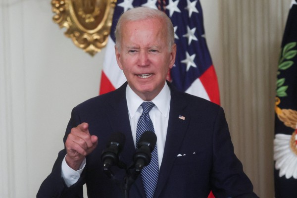 US President Joe Biden speaks during a bill signing ceremony at the White House on Tuesday. Photo: Reuters