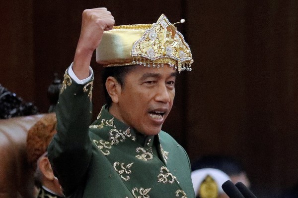 Indonesian President Joko Widodo gestures as he delivers his State of the Nation Address to parliament earlier this month. Photo: Reuters