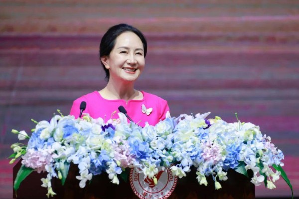 Huawei Technologies Co chief financial officer Meng Wanzhou speaks to students at Duyun No 1 High School in the southwestern province of Guizhou on September 2, 2022. Photo: Duyun No 1 High School