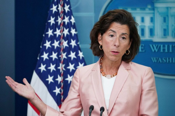 US Secretary of Commerce Gina Raimondo speaks at the White House about the US Chips and Science Act on Tuesday. Photo: AFP
