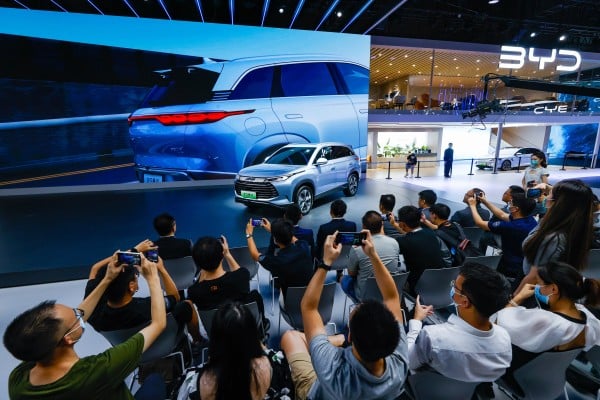 A BYD EV is displayed at the Chengdu Motor Show 2022. The EV maker has been expanding aggressively in overseas markets this year. Photo: Xinhua