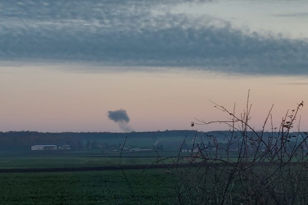 Smoke rises in the distance, amid reports of two explosions, seen from Nowosiolki, Poland, near the border with Ukraine on Tuesday in this image obtained from social media. Photo: Stowarzyszenie Moje Nowosiolki via Reuters