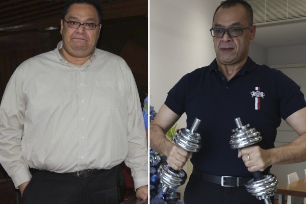 Gill Mahtani in 2011 when he weighed 180kg and in December 2022. A financial consultant in Hong Kong, he used juice fasts and a semi-keto diet to shed 100kg. Photo: Gill Mahtani/Yik Yeung-man