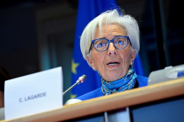European Central Bank (ECB) President Christine Lagarde answers questions during a committee hearing at the European Union Parliament in Brussels on Monday. Lagarde was one of several central banks heads who spoke at the Bank of International Settlements’ Innovation Summit in Switzerland on Tuesday. Photo: AFP