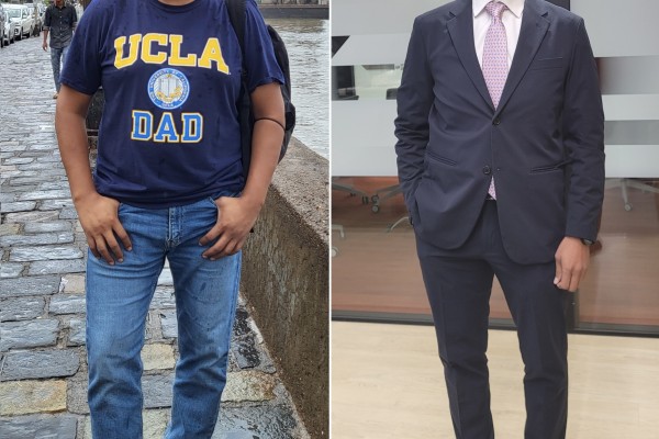Vinith Rao in July 2021 when he weighed 91kg and back down to 73kg in September, 2023. Photo: Vinith Rao