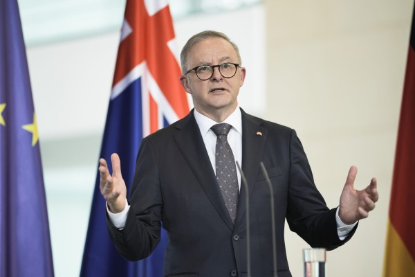 Australian Prime Minister Anthony Albanese speaks at a news conference in Berlin, Germany in July. Photo: AP 