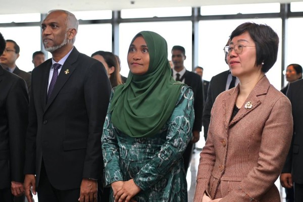 Maldivian President Mohamed Muizzu (left) arrives in Fujian for a state visit to China. Photo: SCMP