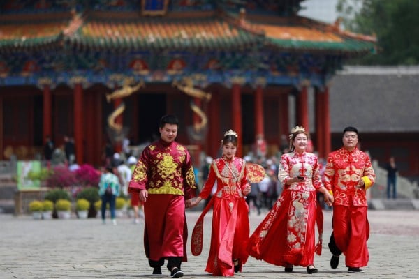 The Chinese government has been trying to stamp out the tradition of caili, or betrothal gift, to make weddings more affordable and to boost the country’s birth rate. Photo: AFP