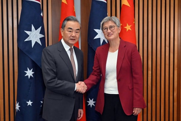 China’s Foreign Minister Wang Yi meets Australia’s Foreign Affairs Minister Penny Wong at Parliament House in Canberra on Wednesday. Photo: AAP via Reuters