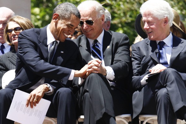 From left, Barack Obama, US President Joe Biden and Bill Clinton in 2010. Photo: AP