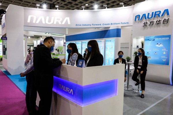 The Naura Technology booth at the Semicon Taiwan exhibition in Taipei, Taiwan, September 14, 2022. Photo: Bloomberg