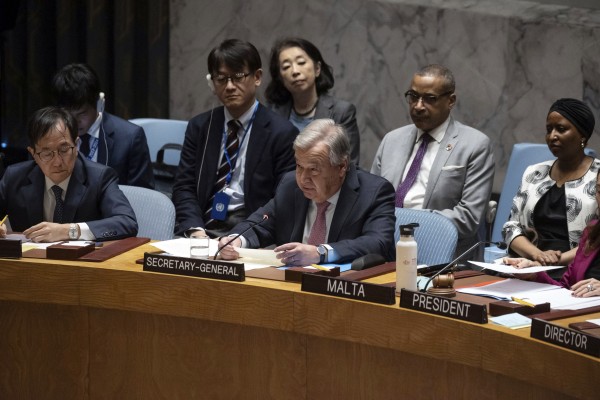 UN Secretary General Antonio Guterres on Sunday. Photo: AP