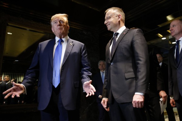 Donald Trump and Poland’s President Andrzej Duda at Trump Tower in New York. Photo: AP