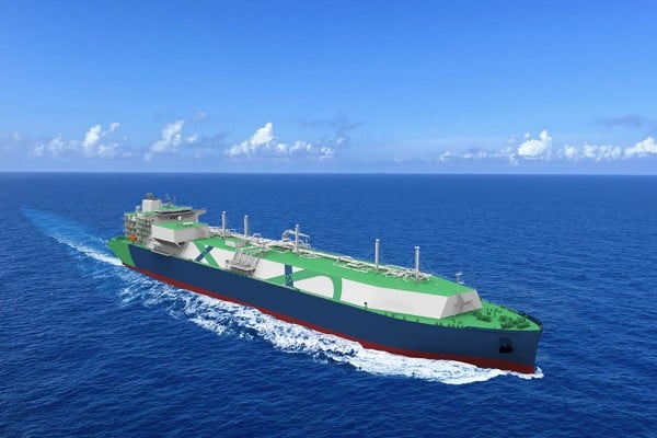 An illustration of a massive liquefied natural gas tanker – the type that China State Shipbuilding Corporation intends to build for QatarEnergy. Photo: China State Shipbuilding Corp