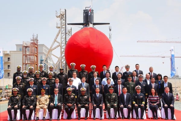 The launch of the first Hangor- class submarine constructed for Pakistan Navy at Wuhan, China.  Photo: Handout