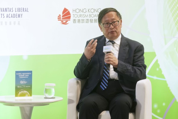 Yang Jiemian, chairman of the SIIS Academic Advisory Council, speaks at the Global Prosperity Summit in Hong Kong on Tuesday. Photo: Elson Li