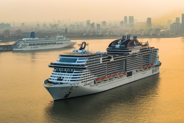A cruise ship is seen in waters off of Shanghai. China is allowing visa-free entries for foreigners who arrive via cruises. Photo: Getty Images
