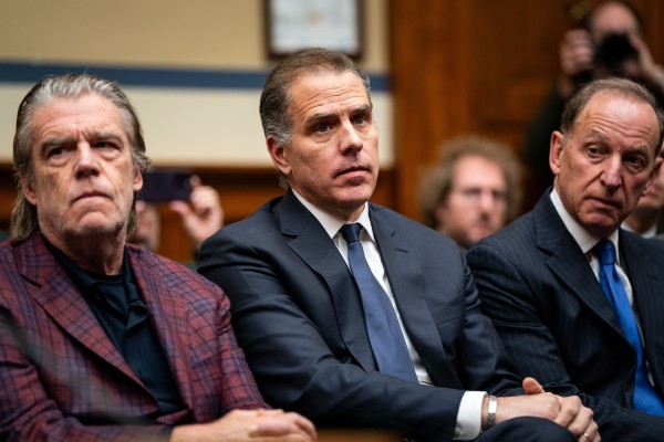 Hunter Biden, son of US president Joe Biden, flanked by Kevin Morris (left) and Abbe Lowell (right) at a House Oversight Committee meeting in Washington DC, in January. Photo: Getty Images