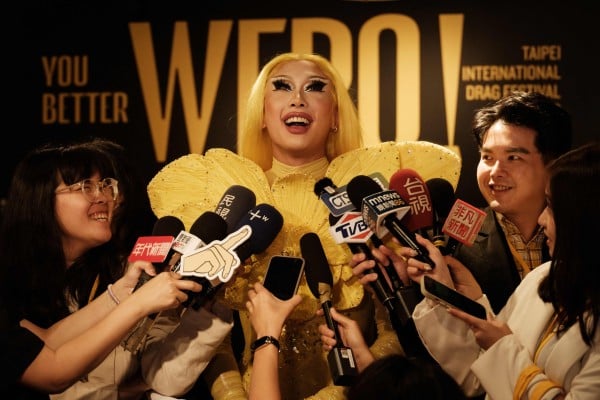 Taiwanese Drag queen Nymphia Wind talks to media before the Second Taipei International Drag Festival in Taipei in May. Photo: CHIBA / AFP Taiwanese Drag queen Nymphia Wind talks to media before the Second Taipei International Drag Festival in Taipei in May. Photo: CHIBA / AFP