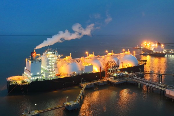 Two liquefied natural gas (LNG) carriers are seen berthed in December at China’s first two-berth LNG terminal operated by China Petrochemical Corporation (Sinopec Group) in Tianjin. Photo: Getty Images