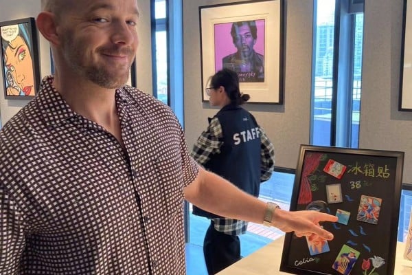 LGBTQ British actor Russell Tovey at the David Hockney exhibition he co-curated at Shanghai’s Modern Art Museum. Photo: MAM LGBTQ British actor Russell Tovey at the David Hockney exhibition he co-curated at Shanghai’s Modern Art Museum. Photo: MAM