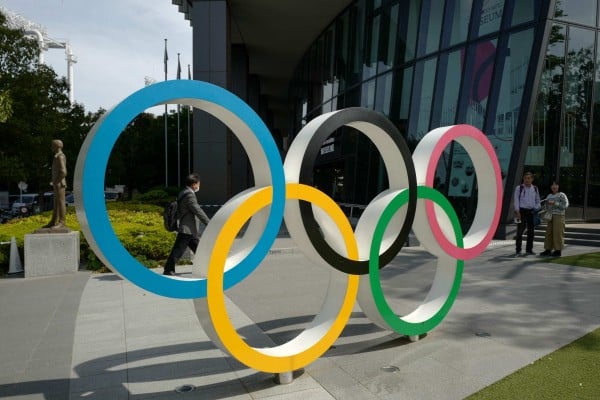 The Olympic Rings near the National Stadium where the Tokyo 2020 Olympics were held in 2021. Photo: AFP The Olympic Rings near the National Stadium where the Tokyo 2020 Olympics were held in 2021. Photo: AFP