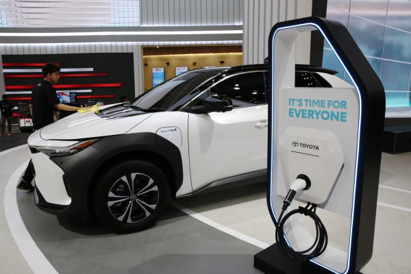 Toyota’s bZ4X electric car on display during the Gaikindo Indonesia International auto show in Tangerang, Indonesia on 10 August 2023. Photo: EPA-EFE