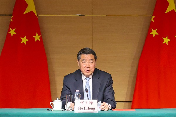 Vice-Premier He Lifeng speaks at a press briefing on Sunday following a high-level meeting with US representatives on economic and trade affairs in Geneva, Switzerland. Photo: Xinhua