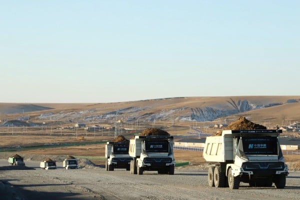 A fleet of unmanned trucks developed with Huawei’s autonomous driving solution, seen in Inner Mongolia. Photo: Handout A fleet of unmanned trucks developed with Huawei’s autonomous driving solution, seen in Inner Mongolia. Photo: Handout