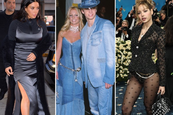 Kim Kardashian’s T-shirt under spaghetti straps, and Britney Spears and Justin Timberlake’s matching double denim can stay in the past, but Blackpink’s Lisa rocked the tights-as-pants look at the Met Gala last month. Photos: GC Images; WireImage; TNS