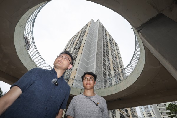 Henry Chai (left) and artist Swing Lam at Wah Fu Estate. Photo: Dickson Lee