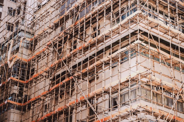 The sun is setting on Hong Kong’s bamboo scaffolding just as the rest of the world is waking up to the material’s myriad qualities. Pictured is a building in Sheung Wan, Hong Kong, encased in the iconic bamboo poles. Photo: Jocelyn Tam