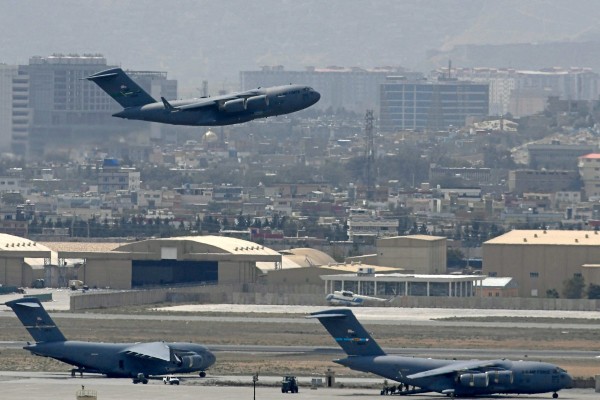 A US Air Force aircraft takes off from Kabul’s international airport in August 2021 during the US evacuation from Afghanistan. File photo: AFP 