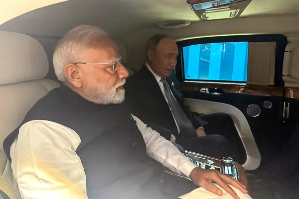 Indian Prime Minister Narendra Modi and Russian President Vladimir Putin leave together for the venue of their bilateral meeting after attending the Shanghai Cooperation Organisation summit in Tianjin, China. Photo: X/narendramodi/AFP 