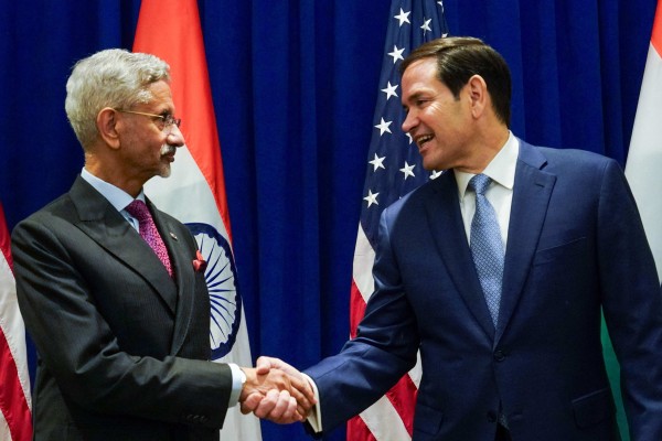 US Secretary of State Marco Rubio (right) meets with Indian External Affairs Minister Subrahmanyam Jaishankar on the sidelines of the UN General Assembly on Monday. Photo: AFP