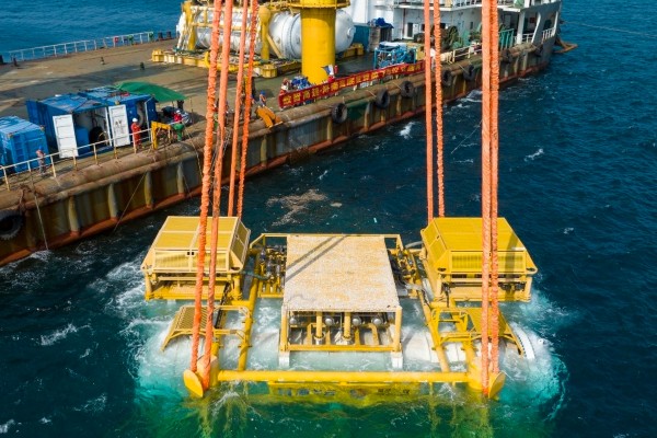 A new data centre capsule integrated into an energy-efficient underwater data processing cluster near Hainan province earlier this year. Photo: CCTV