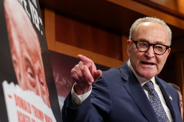 Senate Minority Leader Chuck Schumer led a group of Senate Democrats in urging US President Donald Trump not to lift national security restrictions on China in pursuit of a trade deal with Chinese President Xi Jinping. Photo: Reuters