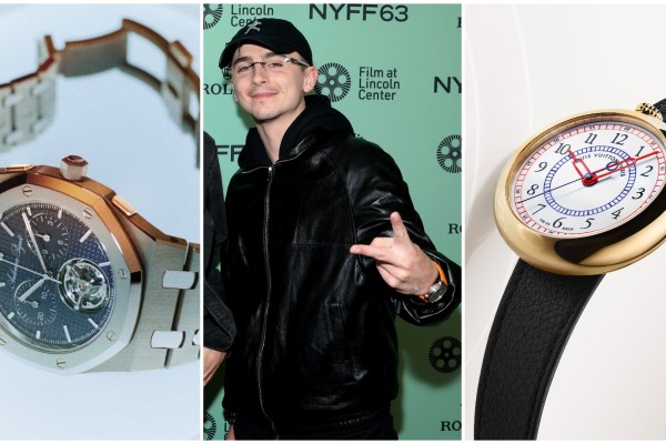 From left: Audemars Piguet releases a new Royal Oak chronograph with an improved reset system; Timothée Chalamet promotes his new film with an Urban Jürgensen on the wrist; Louis Vuitton taps its first ever watch for the Monterey. Photos: Handout; Getty Images