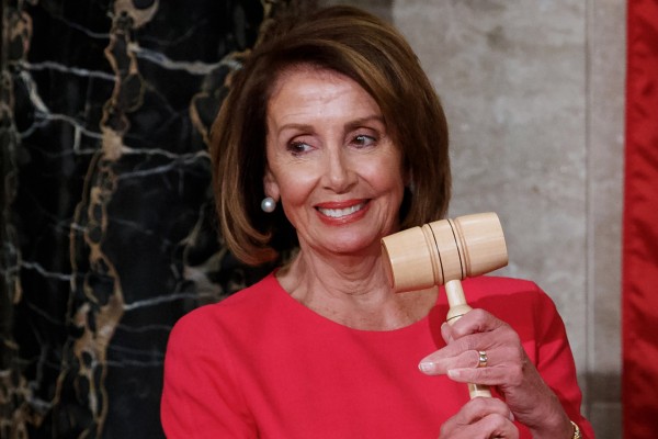 Then House Speaker Nancy Pelosi holds the gavel at the US Capitol in Washington in 2019. File photo: AP