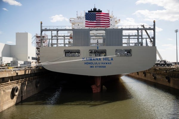 A vessel is seen at the Philly Shipyard in Philadelphia in March 2019. Photo: AP A vessel is seen at the Philly Shipyard in Philadelphia in March 2019. Photo: AP