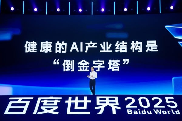 Baidu CEO Robin Li Yanhong speaks at the annual Baidu World event in Beijing on Thursday. Photo: Handout Baidu CEO Robin Li Yanhong speaks at the annual Baidu World event in Beijing on Thursday. Photo: Handout