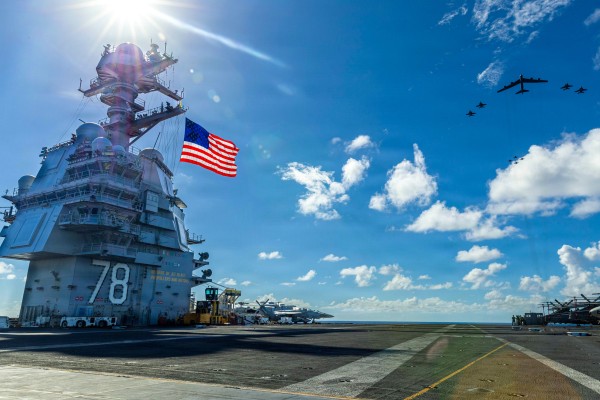 The USS Gerald R. Ford and a strike group have been deployed in the Caribbean. Photo: Handout