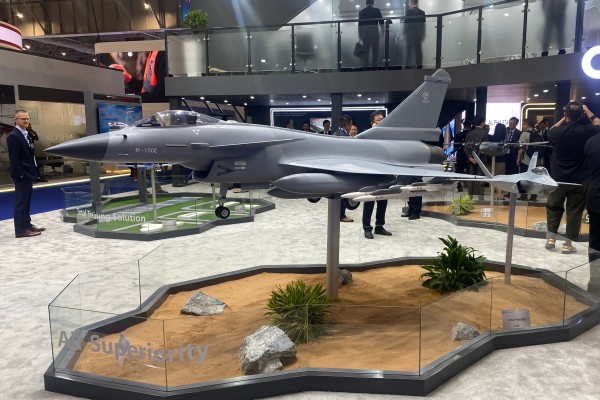 Models of China’s J-35A and J-10CE fighter jets on display at this year’s Dubai Air Show, which opened on Monday. Photo: Handout