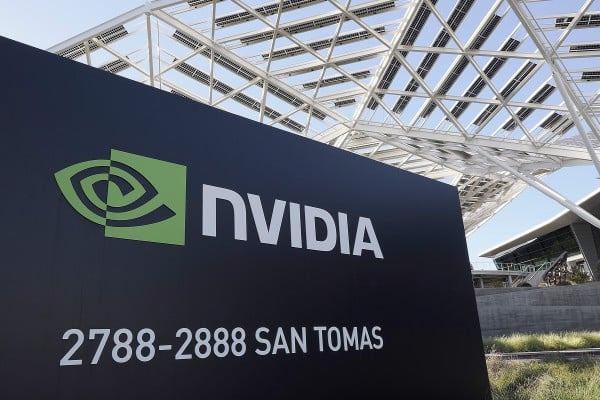 A sign shows the Nvidia logo at its headquarters in Santa Clara, California on November 18, 2025. Photo: EPA A sign shows the Nvidia logo at its headquarters in Santa Clara, California on November 18, 2025. Photo: EPA