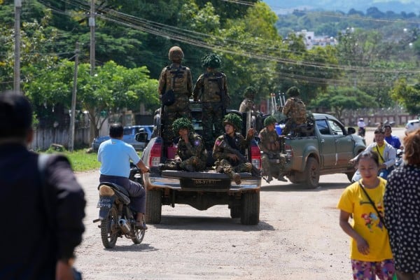 Soldiers patrol a road in Kyaukme, northern Shan State, Myanmar, in October. The Philippines will take up the Myanmar issue in January when Asean’s foreign ministers convene to shape the bloc’s next steps. Photo: AP Soldiers patrol a road in Kyaukme, northern Shan State, Myanmar, in October. The Philippines will take up the Myanmar issue in January when Asean’s foreign ministers convene to shape the bloc’s next steps. Photo: AP