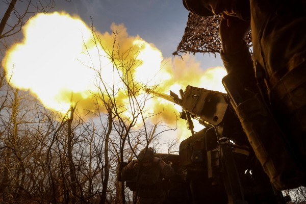 Servicemen of the 148th Separate Artillery Brigade of the Armed Forces of Ukraine fire a Caesar howitzer at Russian troops near Pokrovsk in Donetsk on Sunday. Photo: Reuters