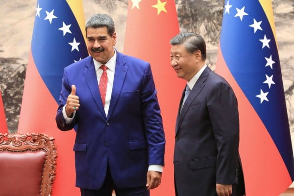 Venezuelan President Nicolas Maduro meets Chinese President Xi Jinping in Beijing in September 2023. Maduro received the full support of Xi in a letter celebrating the Venezuelan leader’s birthday at the weekend. Photo: AFP Venezuelan President Nicolas Maduro meets Chinese President Xi Jinping in Beijing in September 2023. Maduro received the full support of Xi in a letter celebrating the Venezuelan leader’s birthday at the weekend. Photo: AFP