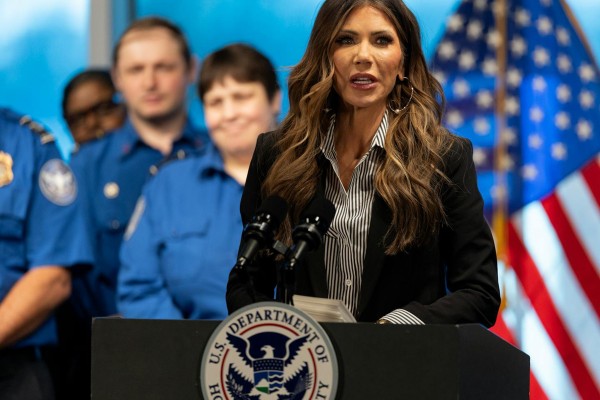 US Homeland Security Secretary Kristi Noem at Minneapolis-St. Paul International Airport on Sunday. Photo: The Minnesota Star Tribune / TNS US Homeland Security Secretary Kristi Noem at Minneapolis-St. Paul International Airport on Sunday. Photo: The Minnesota Star Tribune / TNS