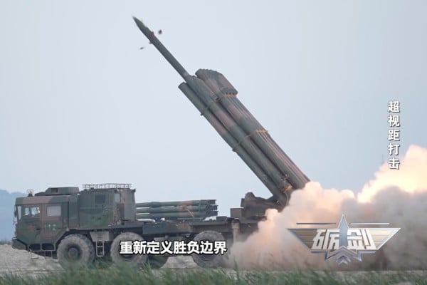 Beijing’s long-range rocket launchers can hit moving targets at sea as well as land, according to CCTV. Photo: CCTV Beijing’s long-range rocket launchers can hit moving targets at sea as well as land, according to CCTV. Photo: CCTV